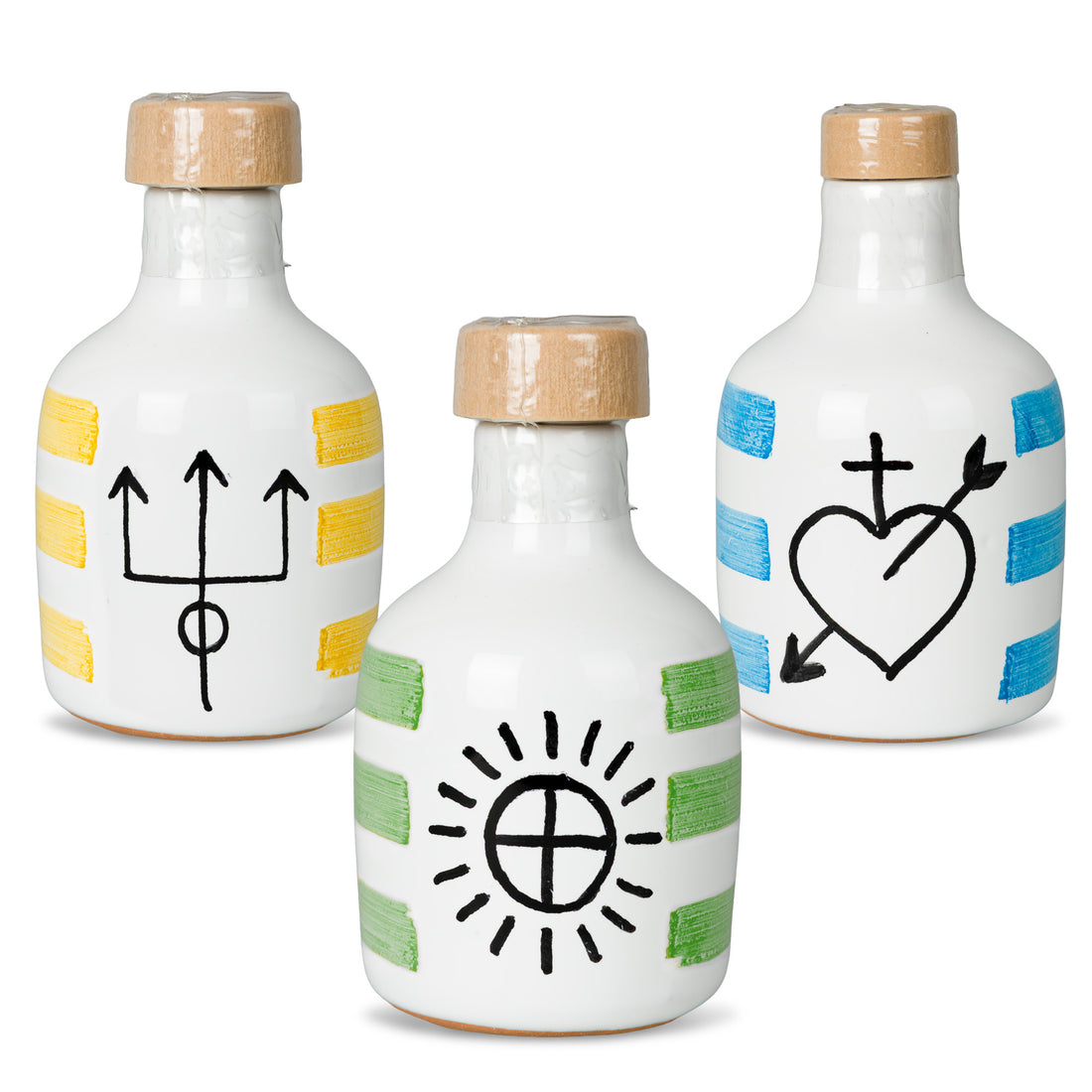 Set da 3 bottiglie Ceramica 100 ml di Olio Extra Vergine di Oliva - L'Acropoli di Puglia