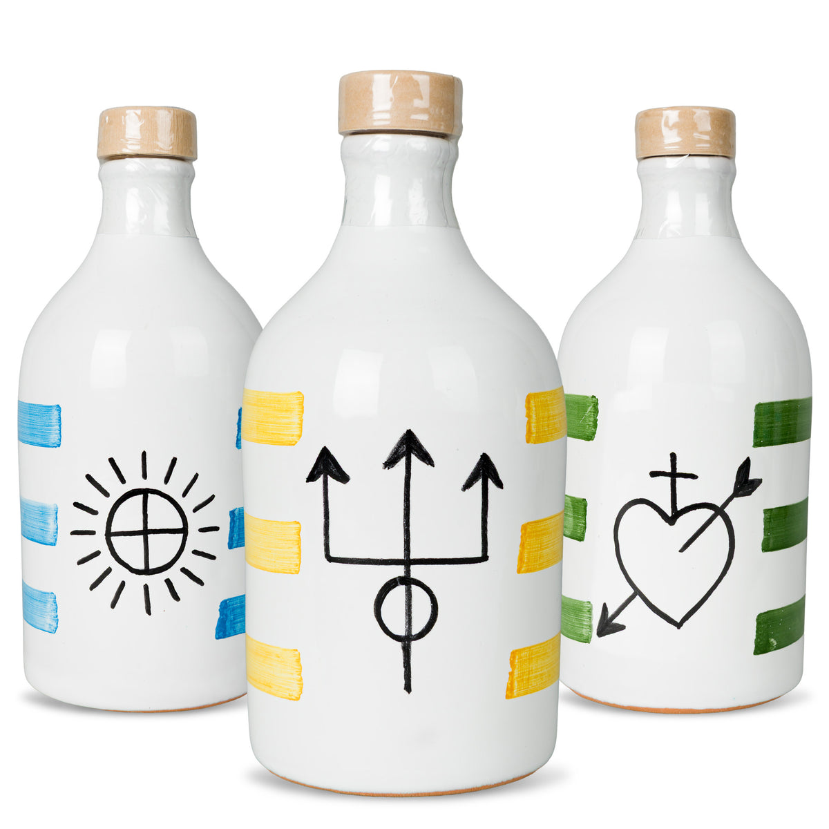 Set da 3 bottiglie Ceramica 250 ml di Olio Extra Vergine di Oliva - L'Acropoli di Puglia