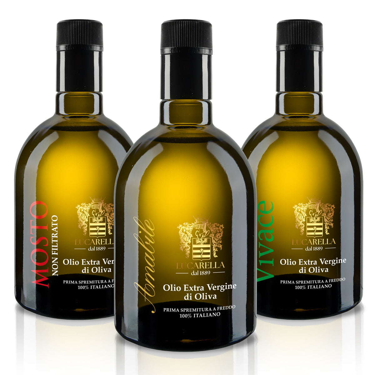 Set da 3 bottiglie Antirabbocco 500 ml di Olio Extra Vergine di Oliva - L'Acropoli di Puglia